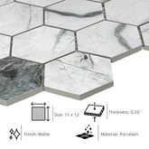 Tenedos Dusty Dawn Hexagon Porcelain Mosaic Tile-1 piece